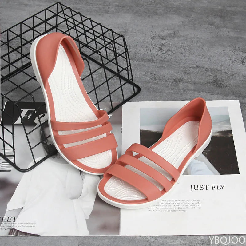 2025 For Women Summer Flats Candy Color Casual Beach Outdoor Female Ladies Jelly Slippers Fashion Open-Toed Slides Shoes