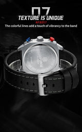 NAVIFORCE Sports Multifunction Waterproof Watches for Men Fashion Leather Luxury Brand Quartz Analog Luminous Square Wrist Watch