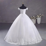 Pure White Wedding Dresses Elegant Boat Neck Ball Gown Simple Vestido De Noiva Plus Size Robe De Mariee
