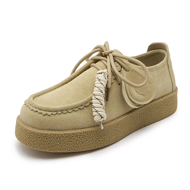 AIYUQI Women's Suede Leather Platform Loafers – British Style