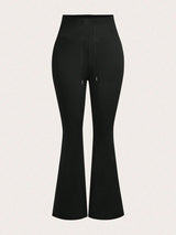Women's Black High-Waisted Stretch Flare Pants
