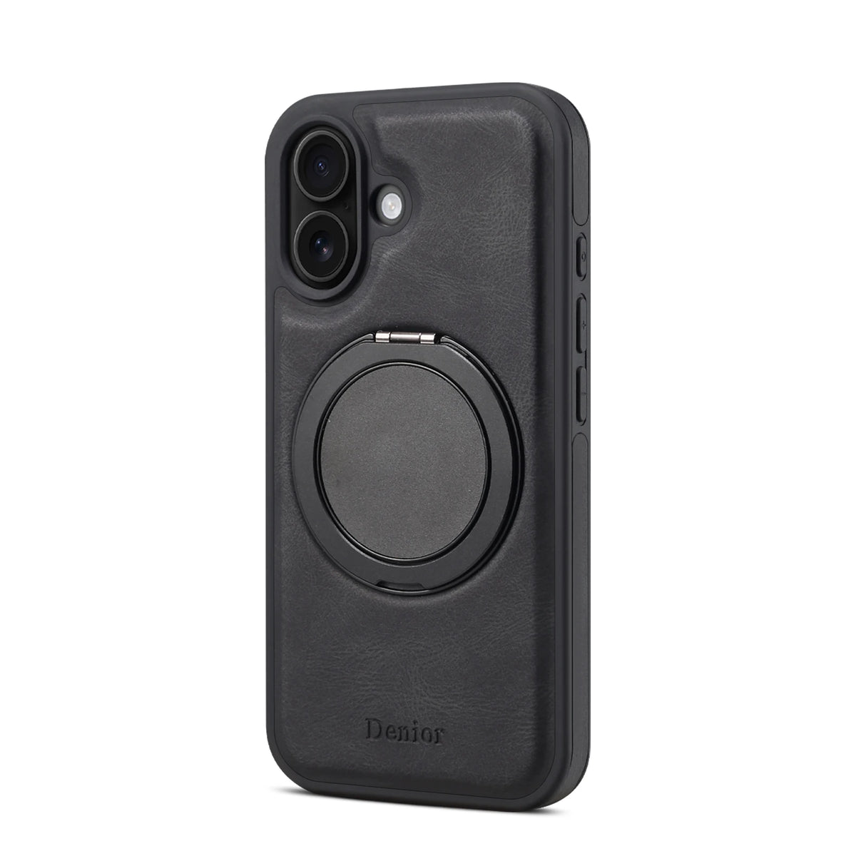 iPhone Faux Leather Case with 360° Ring Stand