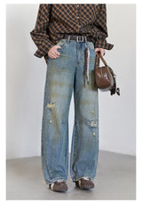 CHIC VEN Retro Women's Jeans Loose Casual  New High Waisted Wide Legs Denim Pant Female Trousers Spring Autumn 2025