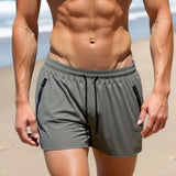 Men's Quick-Dry Athletic Gym Shorts with Zipper Pockets