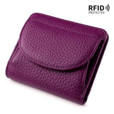New Women Genuine Leather Mini Wallet RFID Folding Simple Ultra-thin Small Soft Cowhide Wallet Female Card Holder Coin Bags