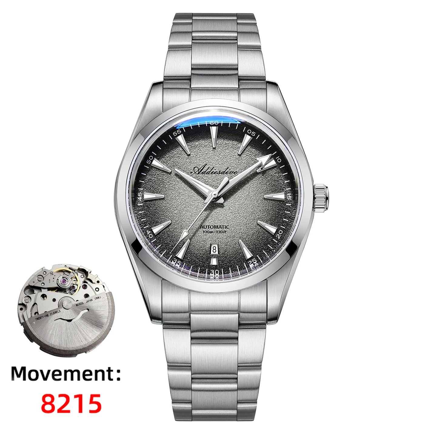ADDIESDIVE Japan 8215 Men's Watch Bubble Mirror Glass Dress Automatic Mechanical Watch Super Luminous Luxury New Watches For Men