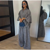 Casual Women's Pants Set Turn-down Collar Shirt Loose Bottom Female Plaid Printing Sets 2026 Summer Fashion Commute Lady Suit
