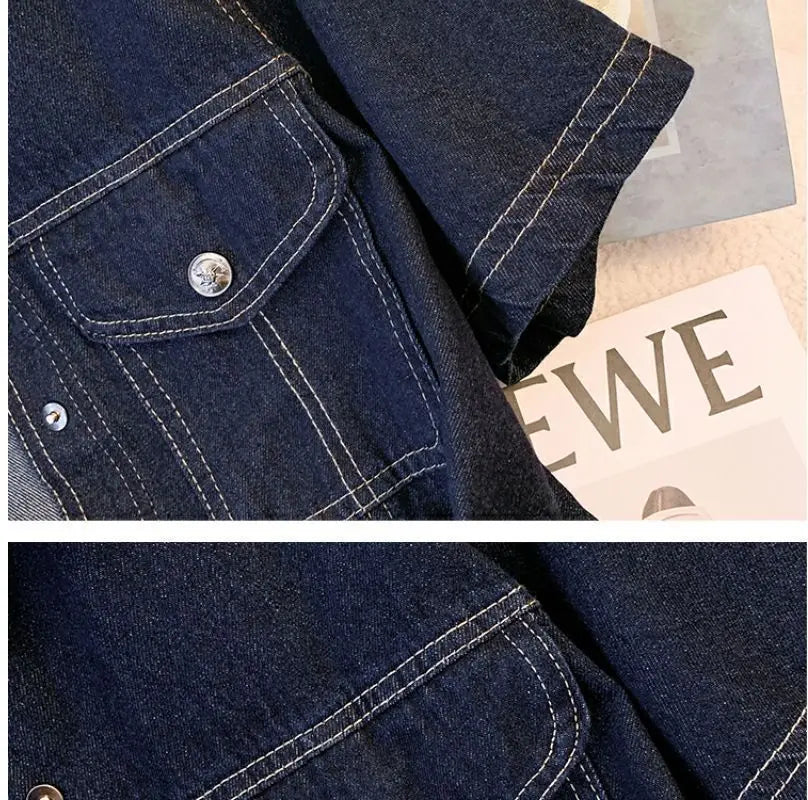 Women's Retro Cropped Short Sleeve Denim Jacket