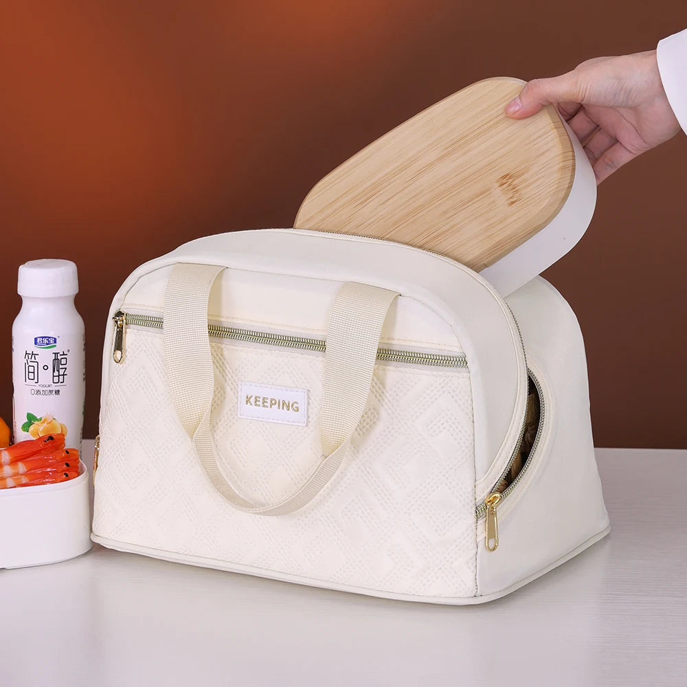 Portable Lunch Bag for OL Women Thermal Insulated Lunch Box Tote Cooler Handbag Waterproof Bento Pouch Office Food Shoulder Bags