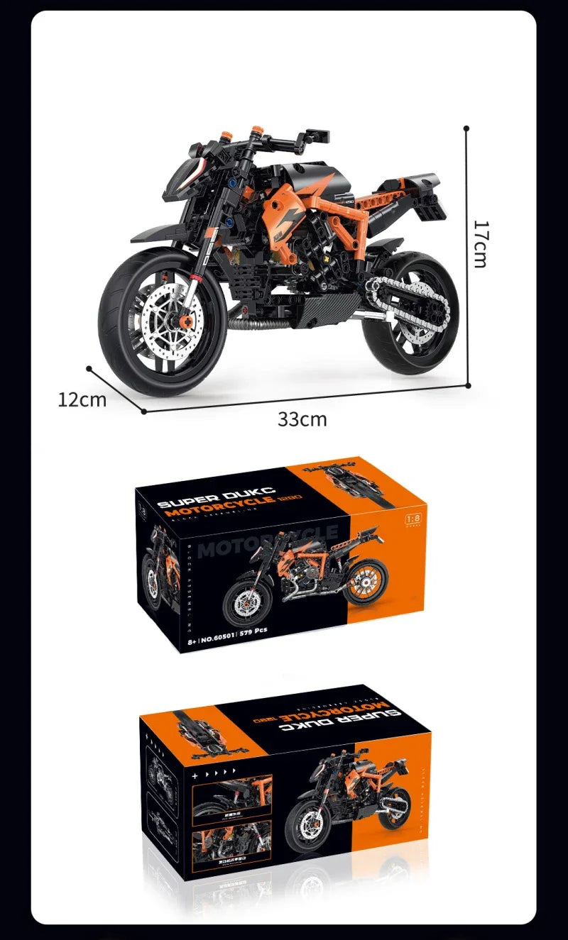 Technical MOC Construction Bricks Motorcycle Model Creative Building Kit Assembly Toys Educational Gift for Children Boys Girls