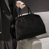 High Quality Autumn Winter New Matte Suede Tote Bag Large Capacity Commuter Casual Portable Shoulder Genuine Leather Women's Bag