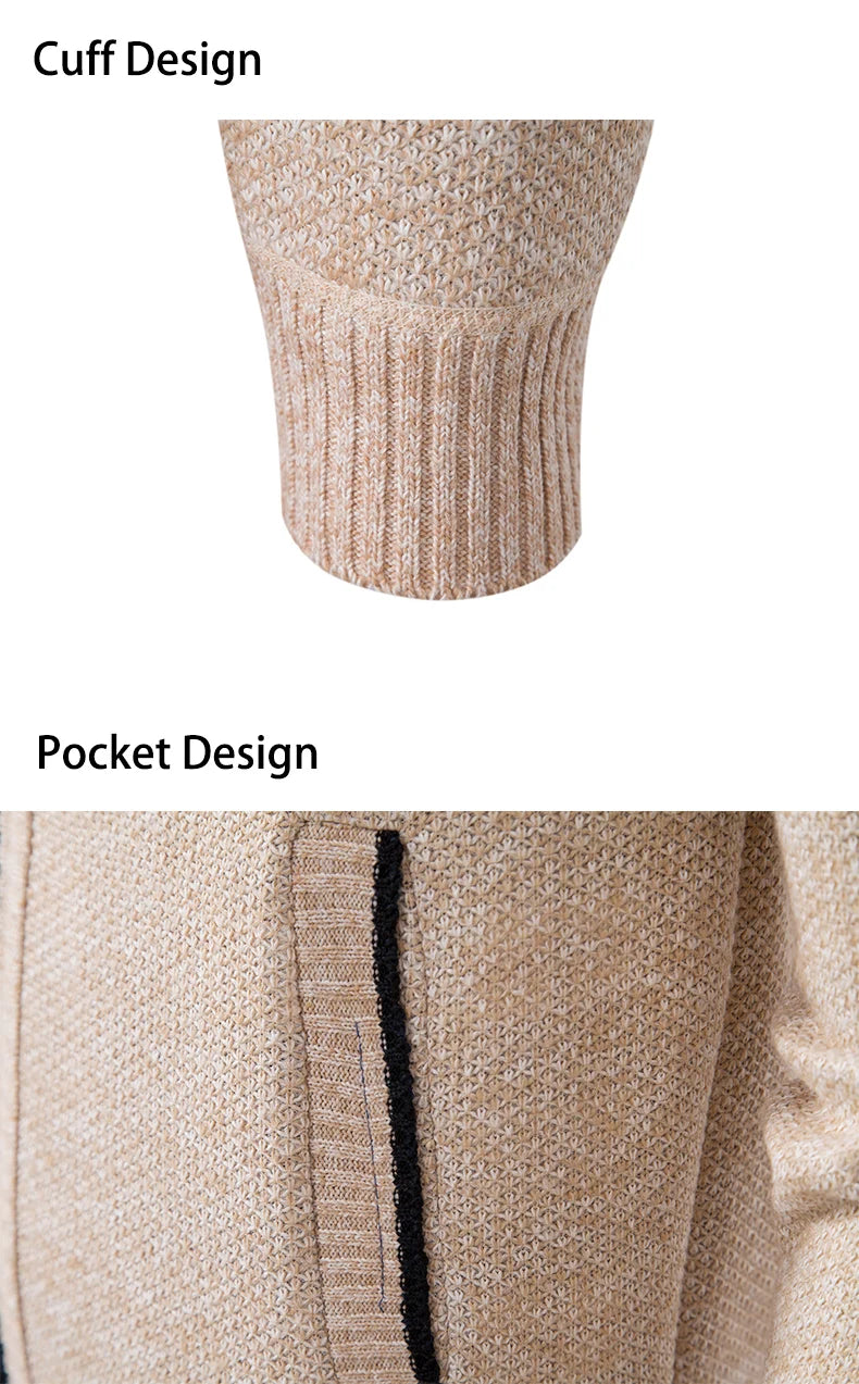 Men’s Fleece-Lined Stand Collar Cardigan