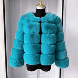 Elegant Winter Faux Fox Fur Crop Jacket