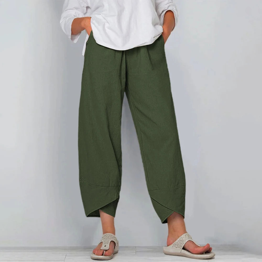 Women's Cotton Linen High-Waist Harem Pants