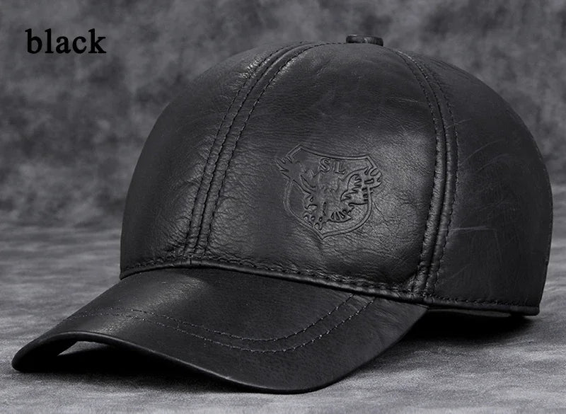 Men's Genuine Leather Baseball Cap | Eagle Print