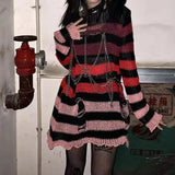 Gothic Striped Distressed Unisex Sweater