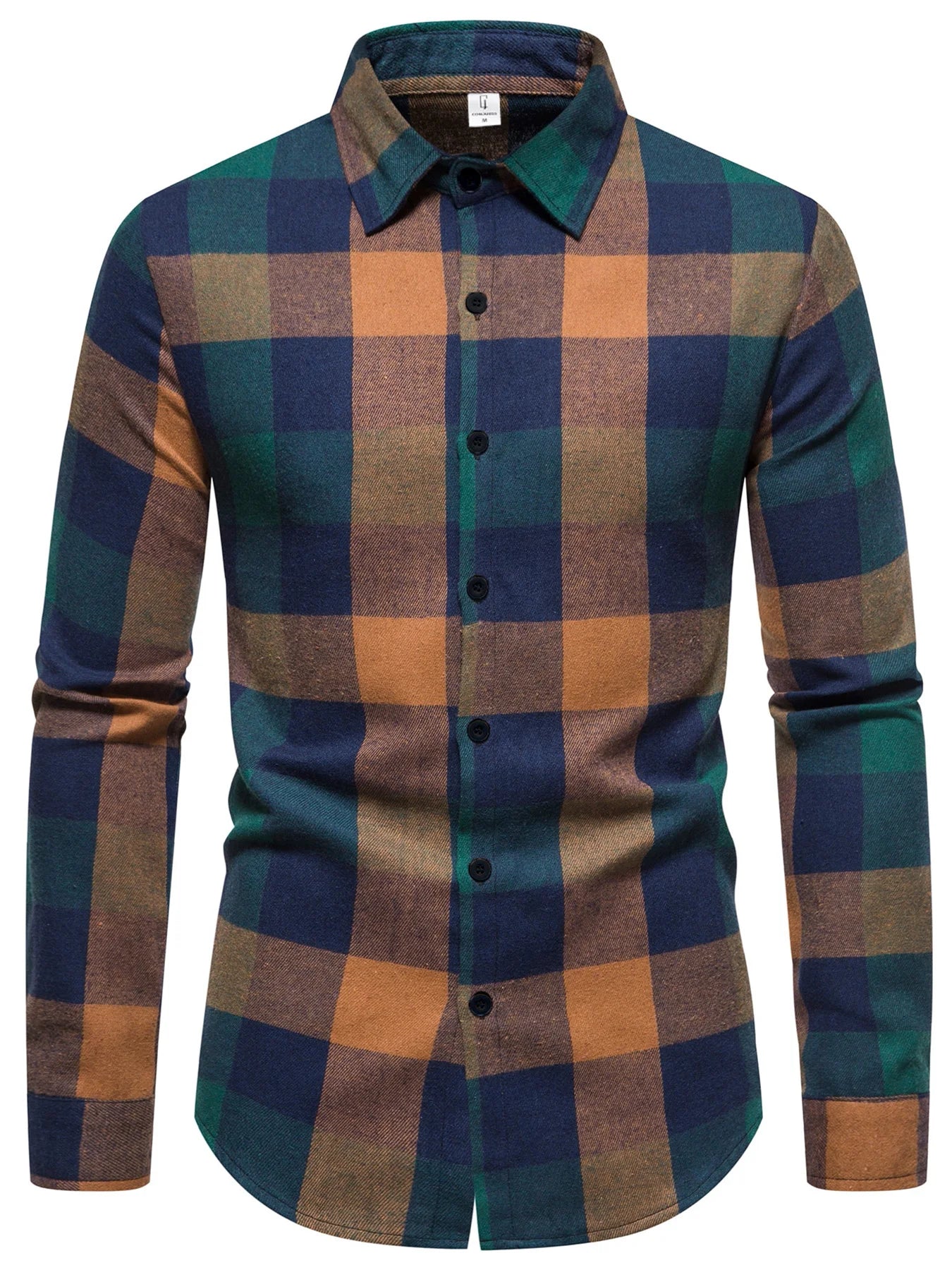 Men's Vintage Plaid Flannel Shirt — Loose Fit Casual Long Sleeve Top
