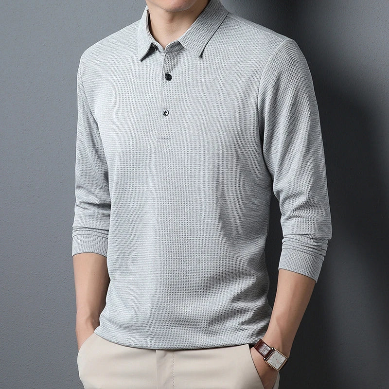 Men's Refined Long Sleeve Polo Shirt – Elegant Casual Fit