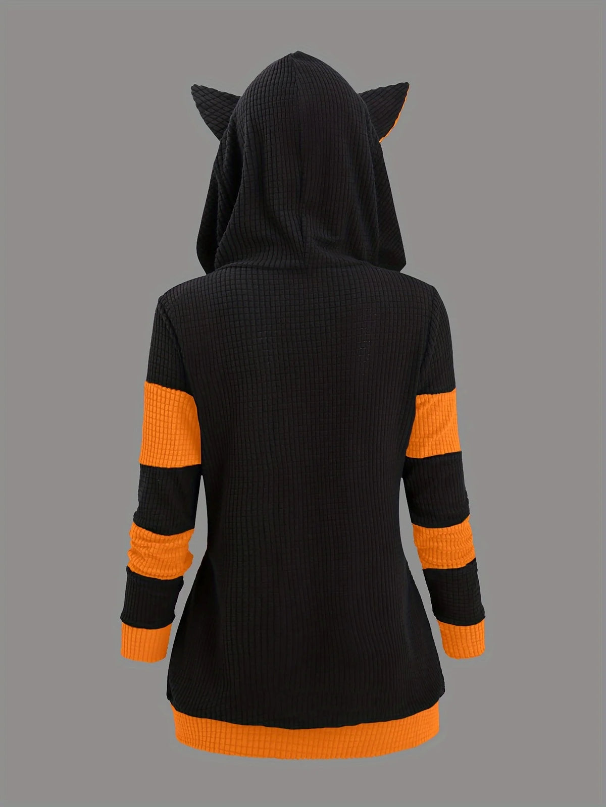 Women's Cat Ear Colorblock Zip-Up Hoodie