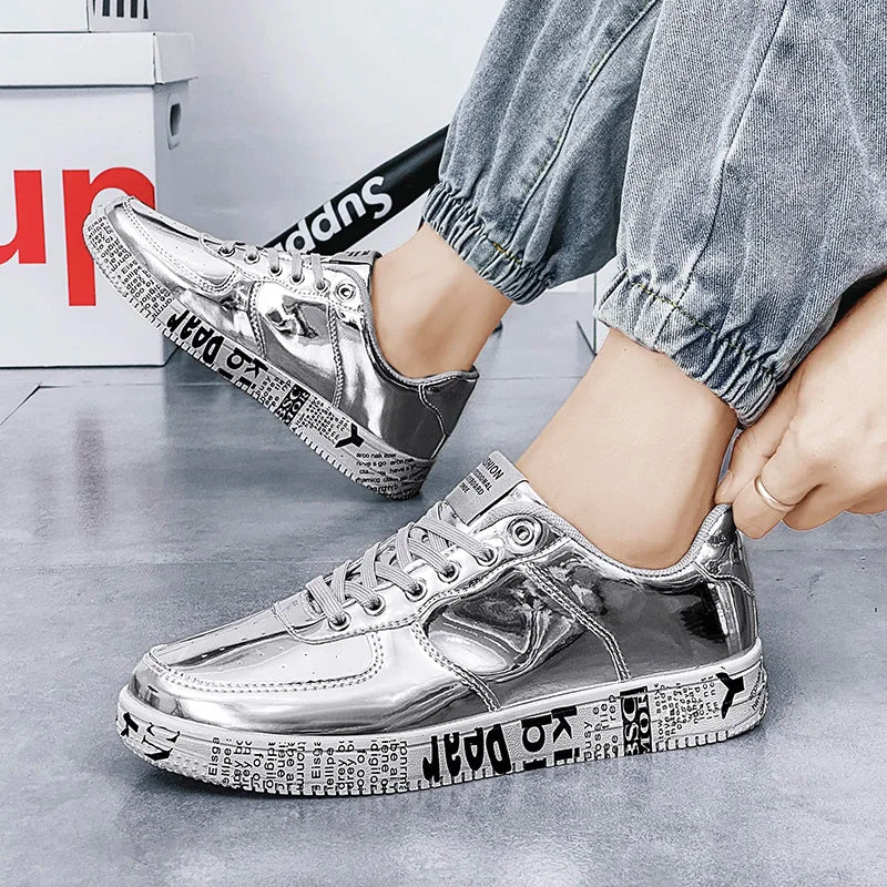 Men's Glitter Lace-Up Streetwear Sneakers