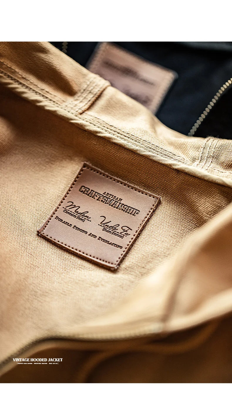 Maden J130 Heavyweight Canvas Hooded Jacket for Men
