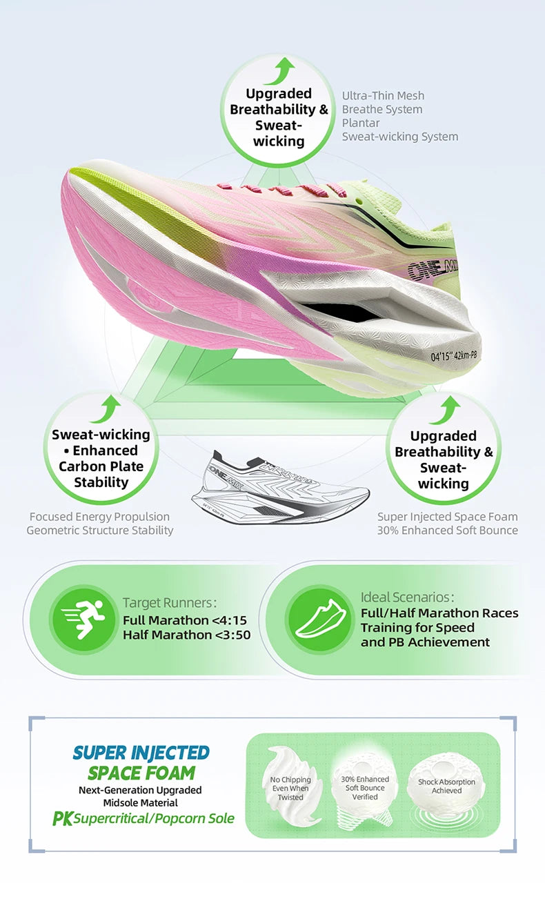 ONEMIX Professional Marathon Racing Running Shoes Men Full-length Carbon Plate Sports Sneakers Shock Absorbent Training Shoes
