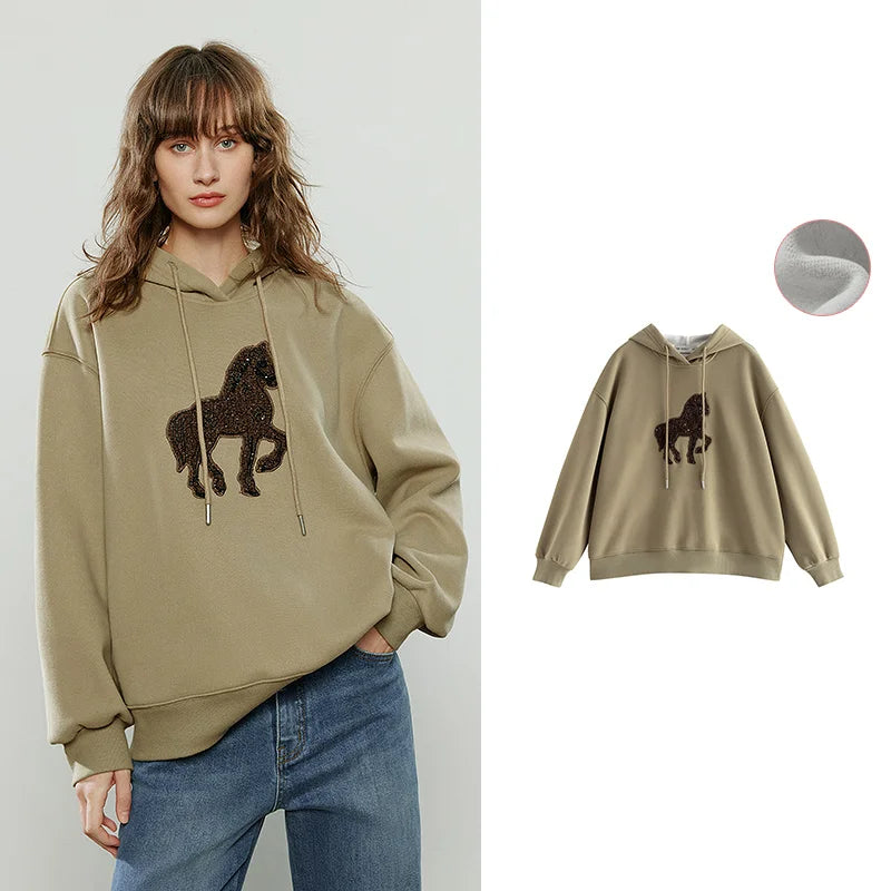 Women's Embroidered Relaxed-Fit Hoodie