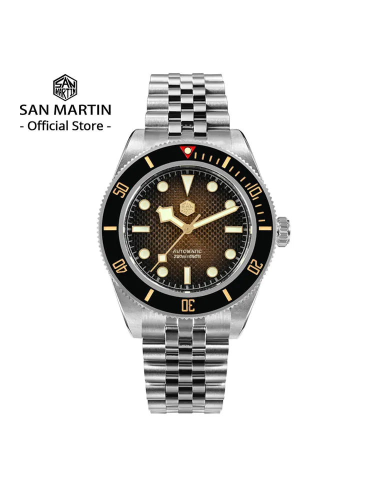 San Martin 3D Waffle Dial New 40mm Dive Watch NH35 Men's Watches Automatic Mechanical Sapphire Waterproof 200m Luminous SN0128