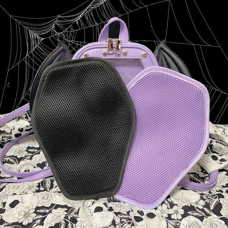 Gothic Punk Coffin Shape Ita Bag Women Clear Backpacks Dark Lolita Handbag and Shoulder Bag Girls Cosplay Designer 2 Insert