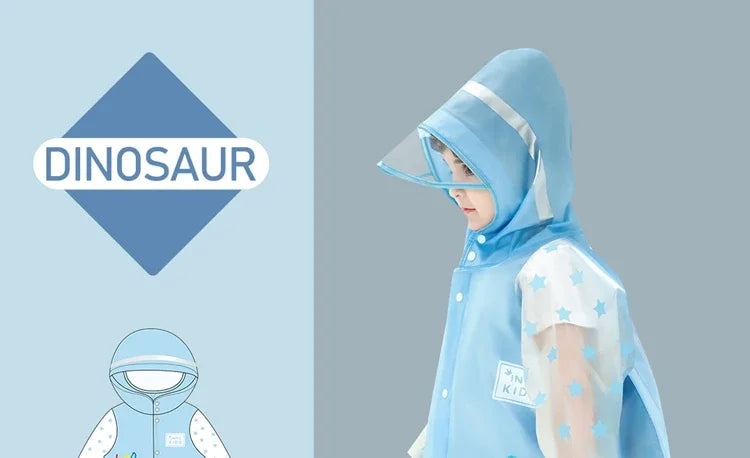 Kids Waterproof Cartoon Raincoat | Dinosaur & Unicorn