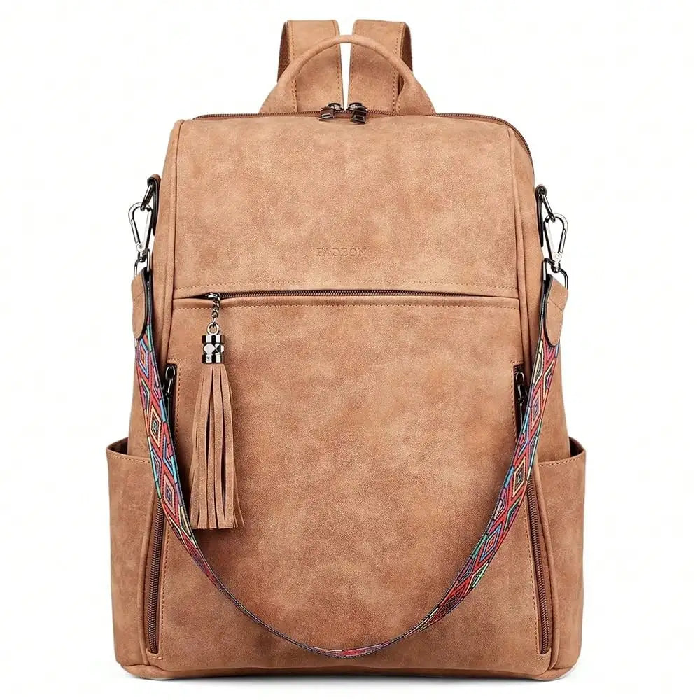 Women's Genuine Leather Laptop Backpack — 15.6" Retro Style