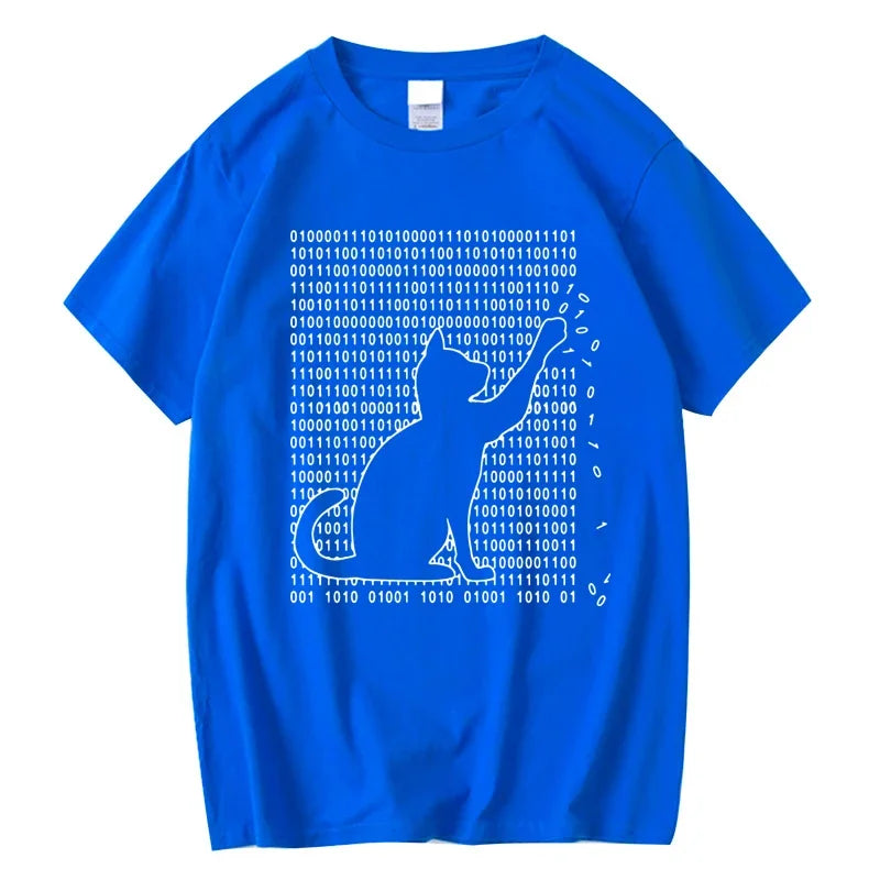Men's Funny Cat Print 100% Cotton Summer T-Shirt