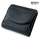 New Women Genuine Leather Mini Wallet RFID Folding Simple Ultra-thin Small Soft Cowhide Wallet Female Card Holder Coin Bags
