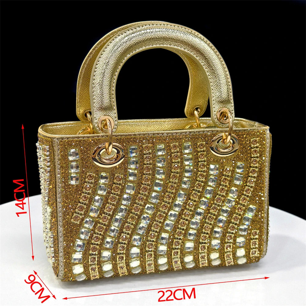 Rhinestone Pointed-Toe Slingback Heels & Bag Set