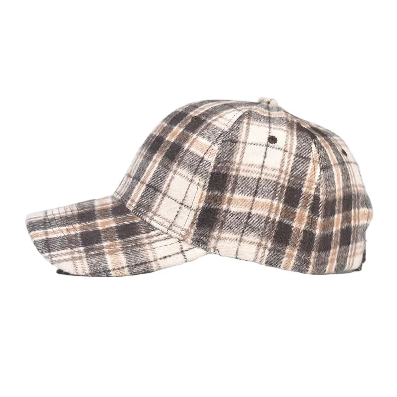 Unisex Checkered Baseball Cap with Adjustable Strap