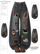 Y2K Baggy Cartoon Embroidery Jeans