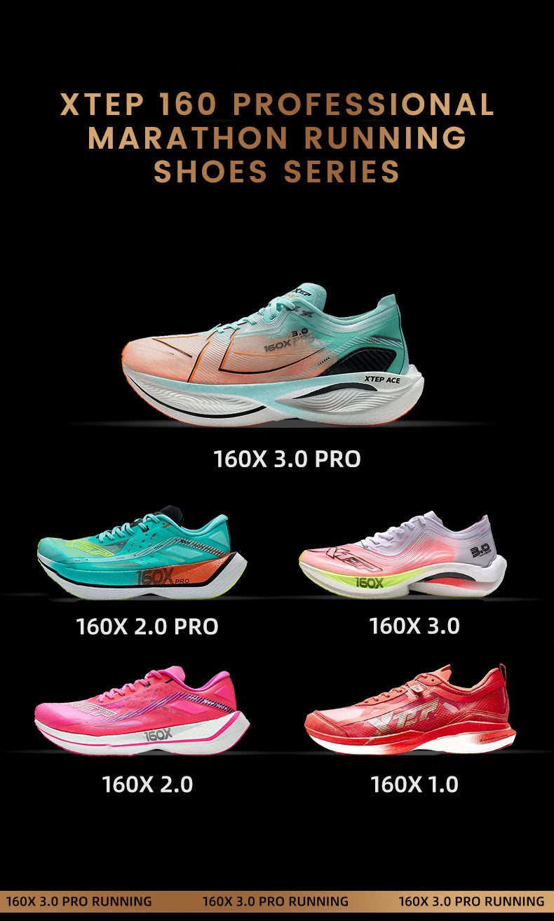 Xtep 160X 3.0 Pro Men Running Shoes Carbon Plate Professional Marathon PB Rebound Cushioning Sports Sneakers Male 978119110115