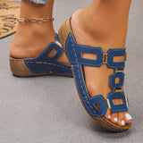Women's Wide-Fit Roman Sandals — Open Toe Wedge Beach Shoes