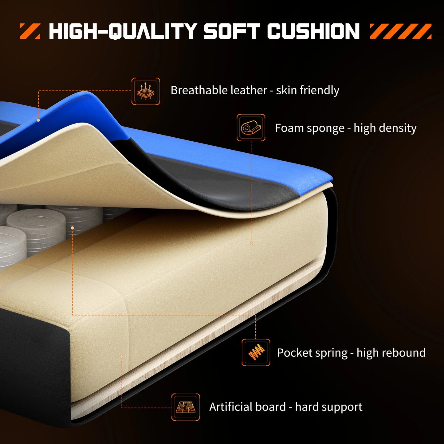 JHK Ergonomic Gaming Chair | Adjustable PU Leather Seat