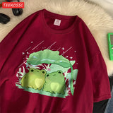 Artistic Frog Umbrella Cotton T-Shirt