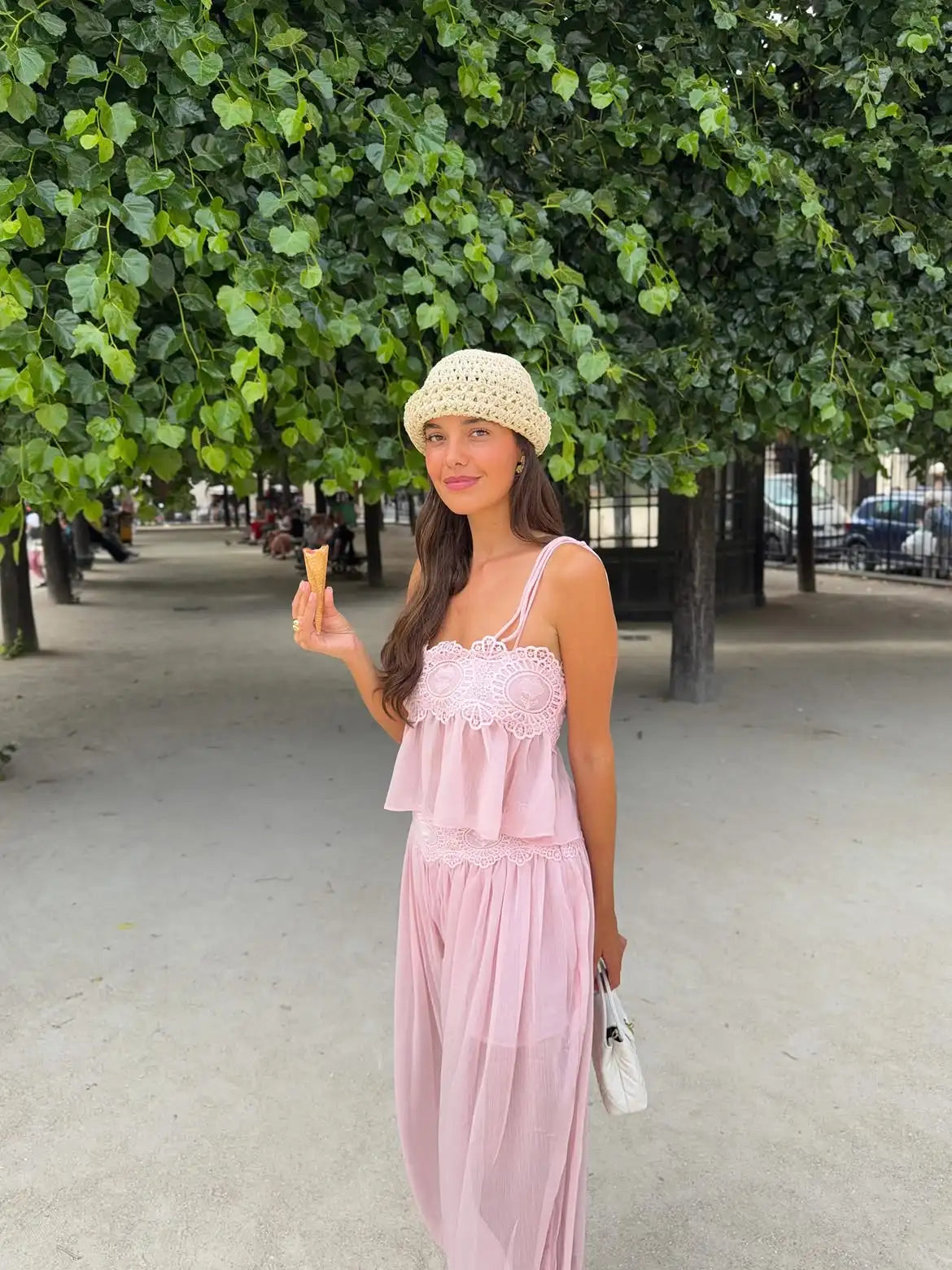Women Floral Lace Sheer Layers Skirt Set Suspenders Ruffle Top High Waist Maxi Skirts 2026 Summer Beach Vacation Female Outfits