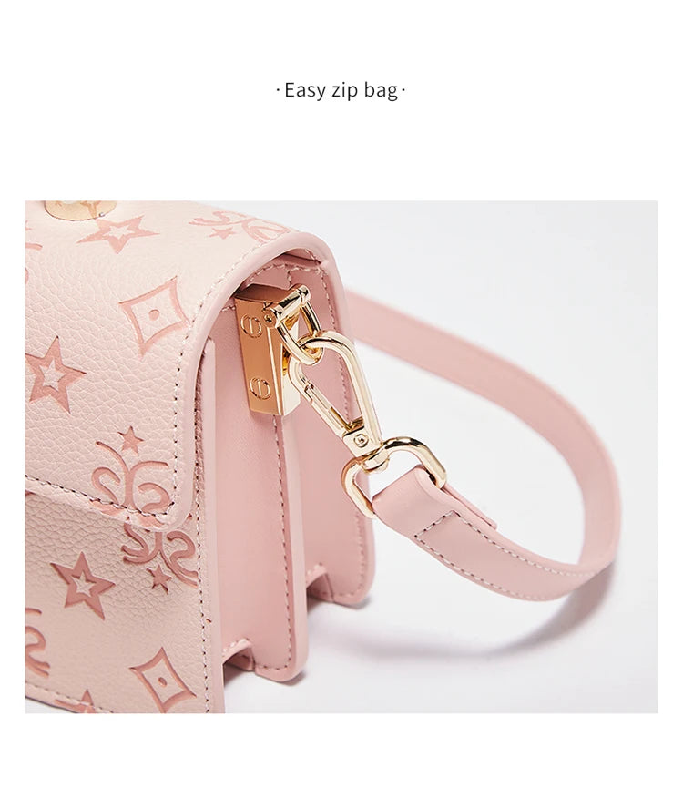 FOXER Brand PVC Leather Pink Handbag Women's Shoulder Bag Chic Small Square Bag Fashion Female Crossbody Bag Ligth Luxury
