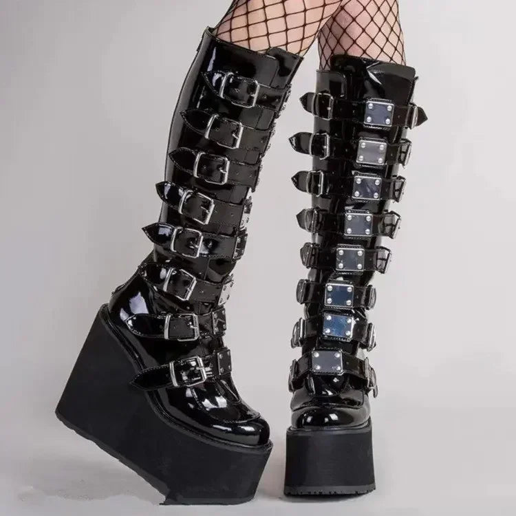 Gothic Platform Buckle Boots