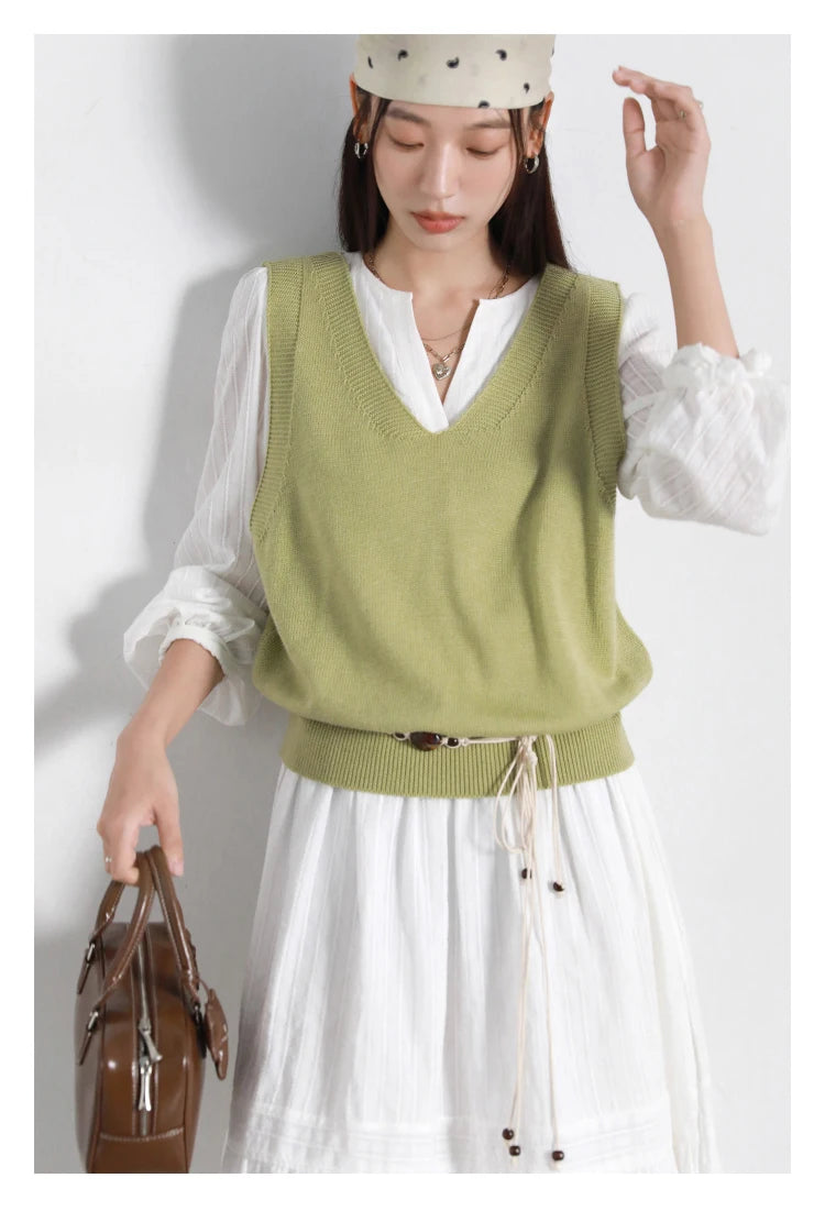CHIC VEN Women Dress Sets A Line Long Sleeve Solid Loose Casual Female Long Dress with Knitted Vest Spring Autumn 2026