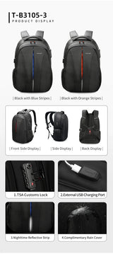 Tigernu Travel Backpacks 14-15.6-17'' Laptop Backpack For Men TSA Anti Theft Backpack Nylon Backpacks Bag For Schoolbag Knapsack