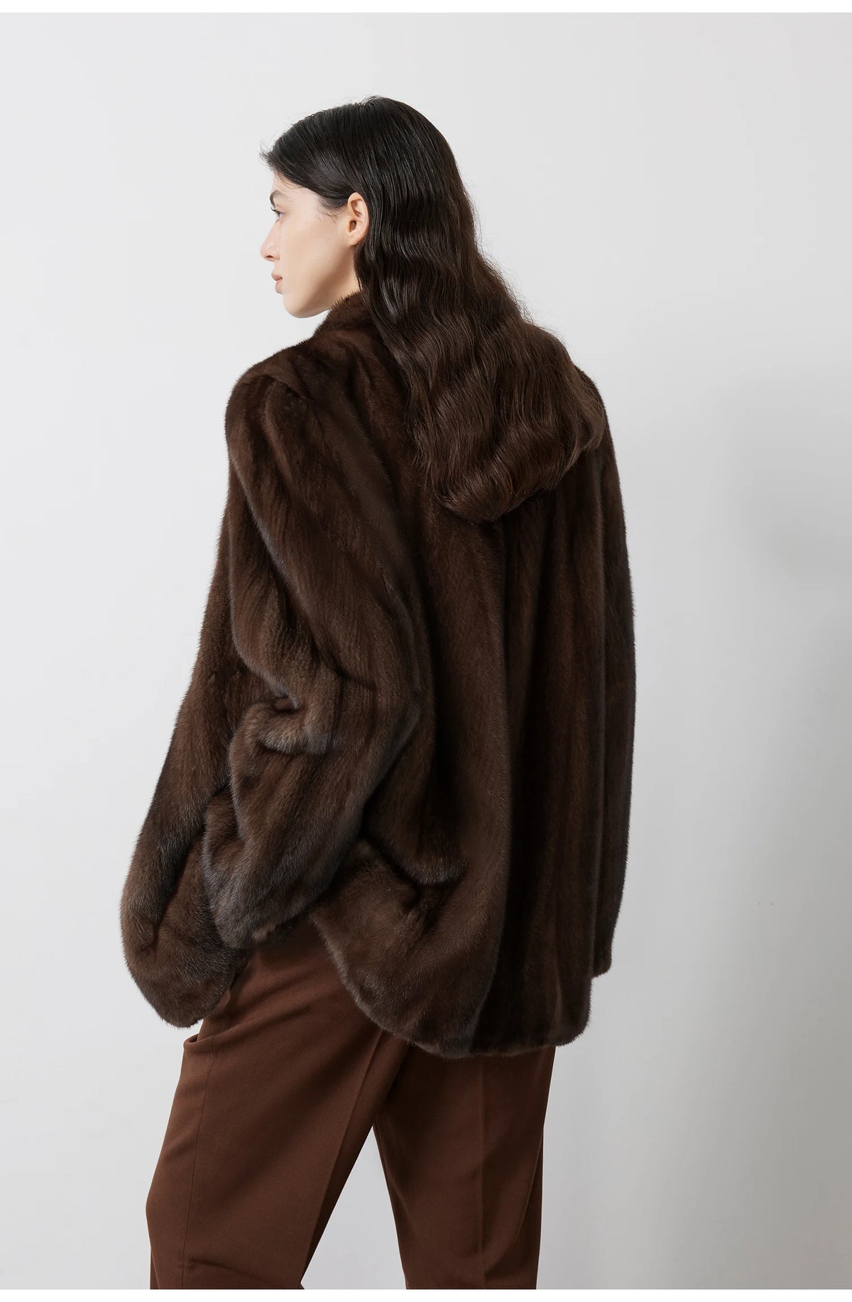 Women's Short Faux Fur Coat with Stand Collar