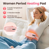 5-Mode Electric Heating & Vibration Waist Massage Belt – USA-Made Smart Menstrual Relief Pad for Period Cramps