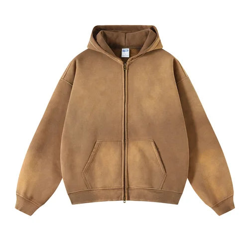 Men’s Oversized Tie-Dye Fleece Zip-Up Hoodie