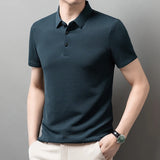 Men's Textured Knit Polo – Breathable Business Casual