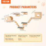 SucceBuy Wall Mounted Cat Shelves Cat Wall Shelves and Perches with Jumping Boards Hammocks & Cat Tree Cat Furniture and Shelves